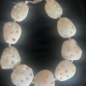 Dominique Denaive exquisite Cream Beaded Necklace with inset Rhinestones